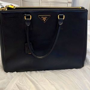 Pristine large Prada tote cross body briefcase with receipts